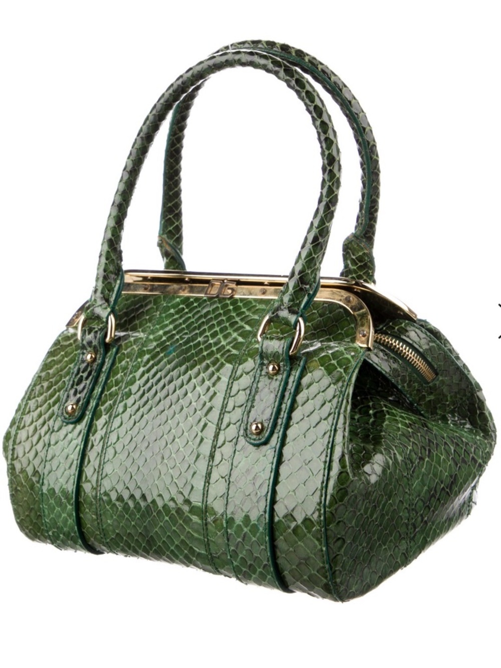 Dolce & Gabbana Green Python-Texture Top-Handle Women's Bag - Picture 4 of 7